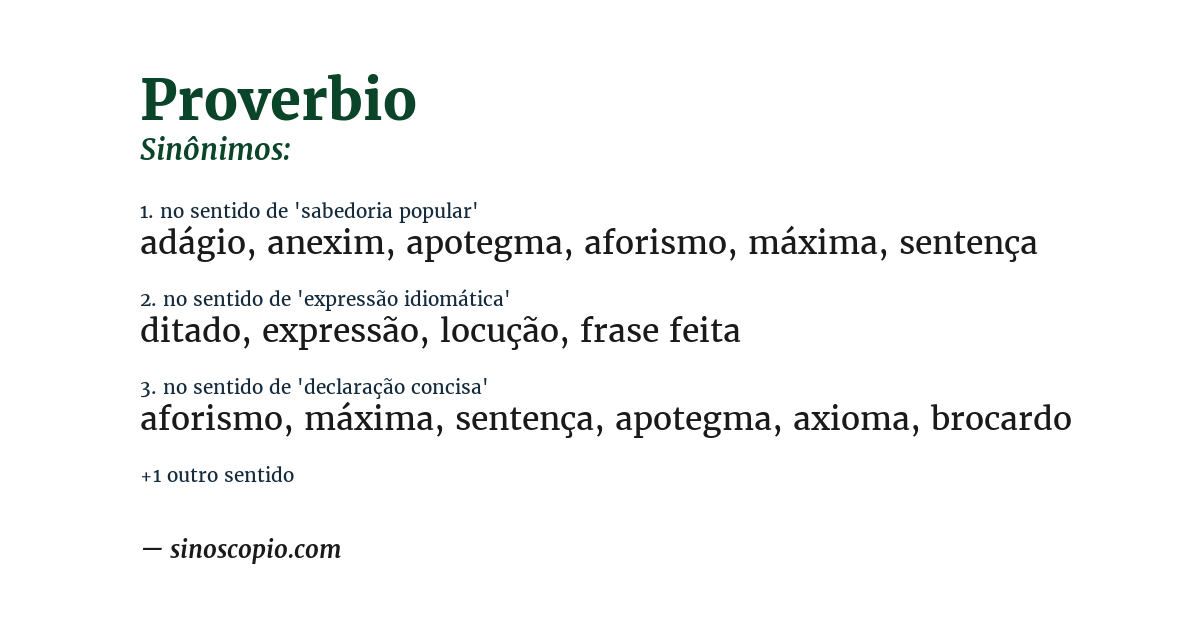 Sinônimo de proverbio