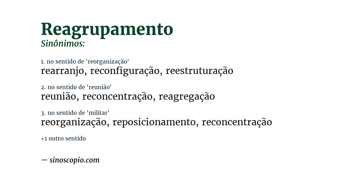 Sinônimo de reagrupamento
