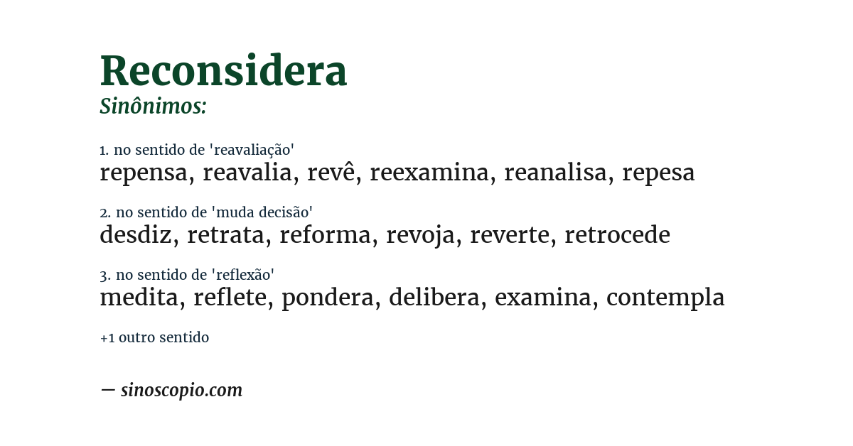 Sinônimo de reconsidera