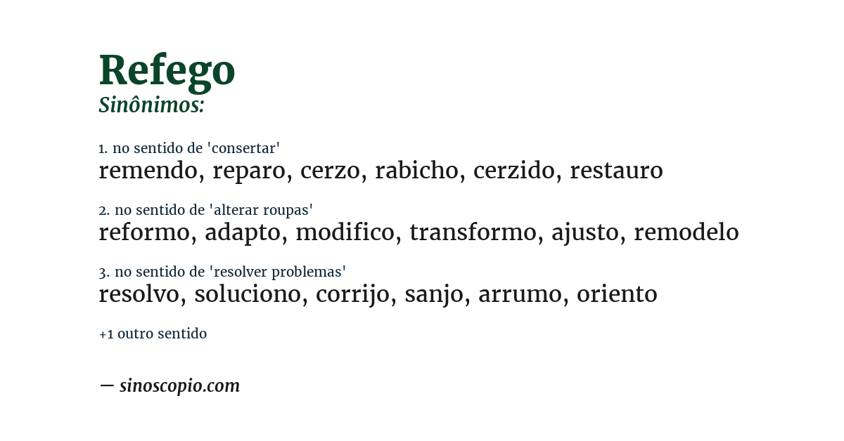 Sinônimo de refego