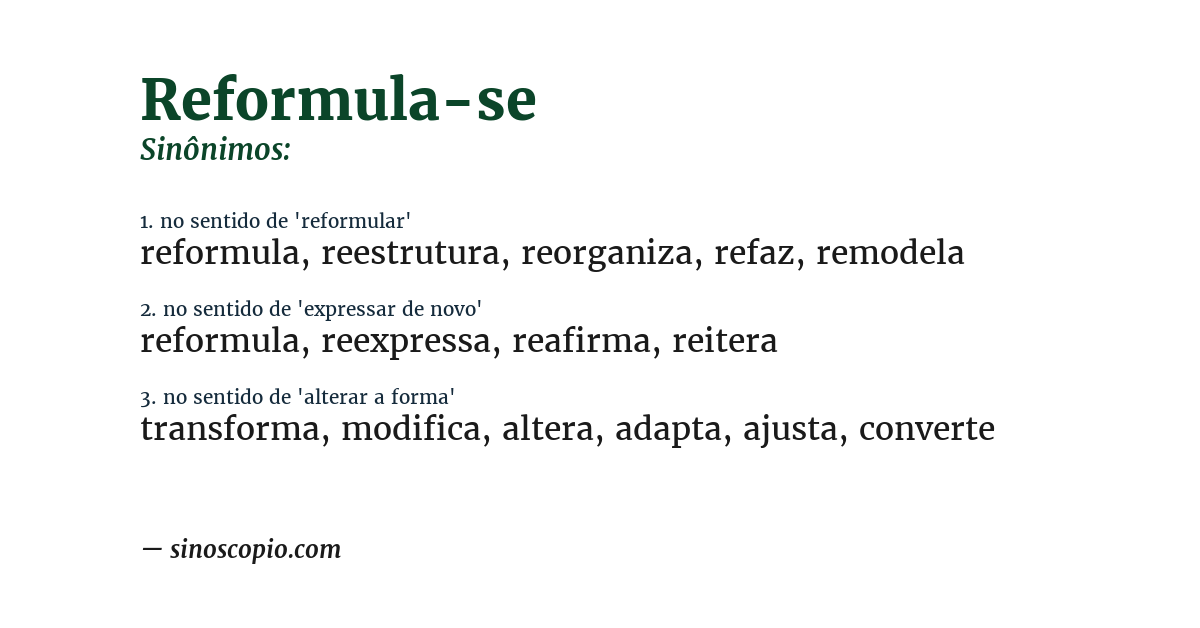 Sinônimo de reformula-se