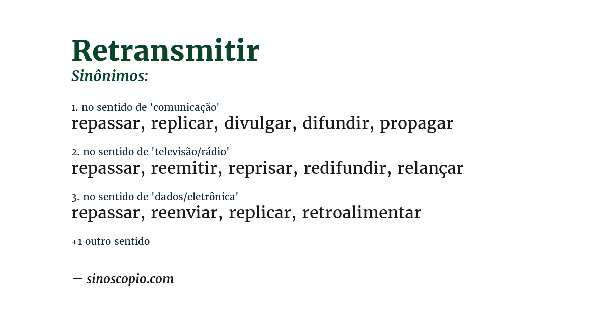 Sinônimo de retransmitir