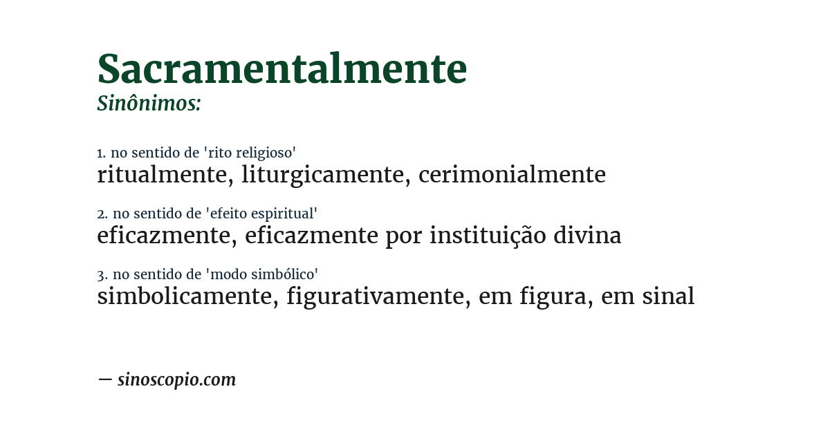 Sinônimo de sacramentalmente