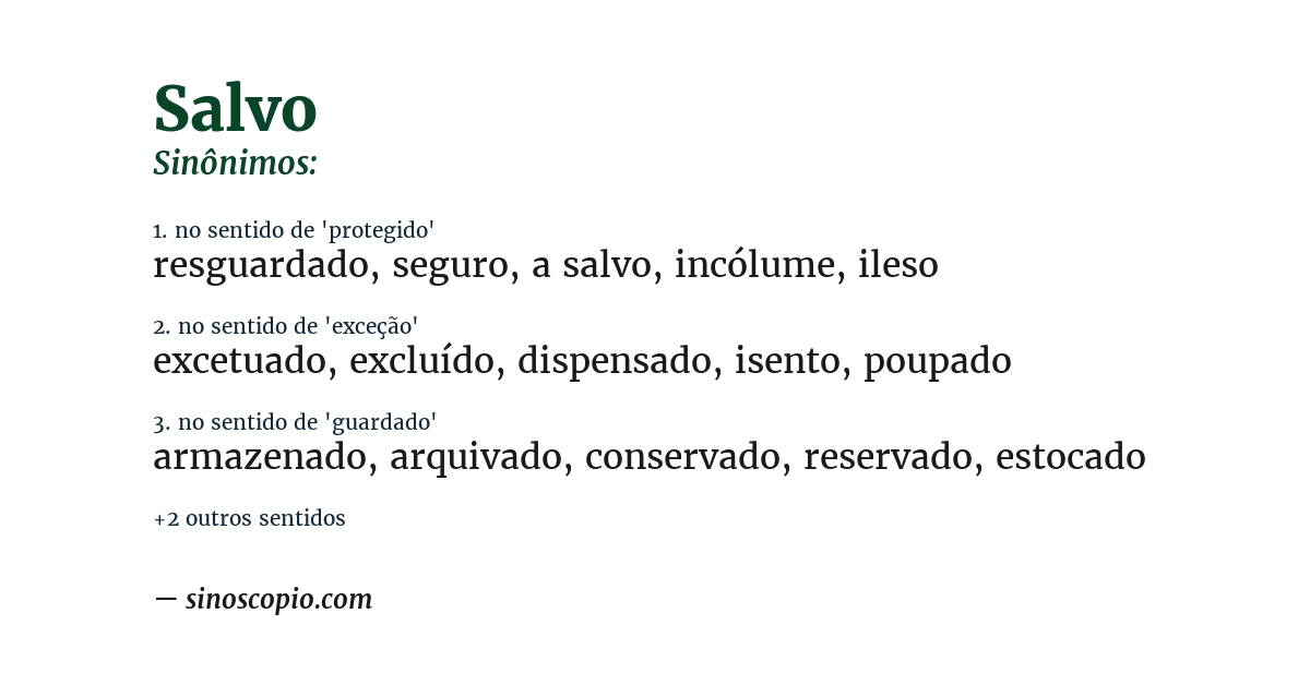 Sinônimo de salvo