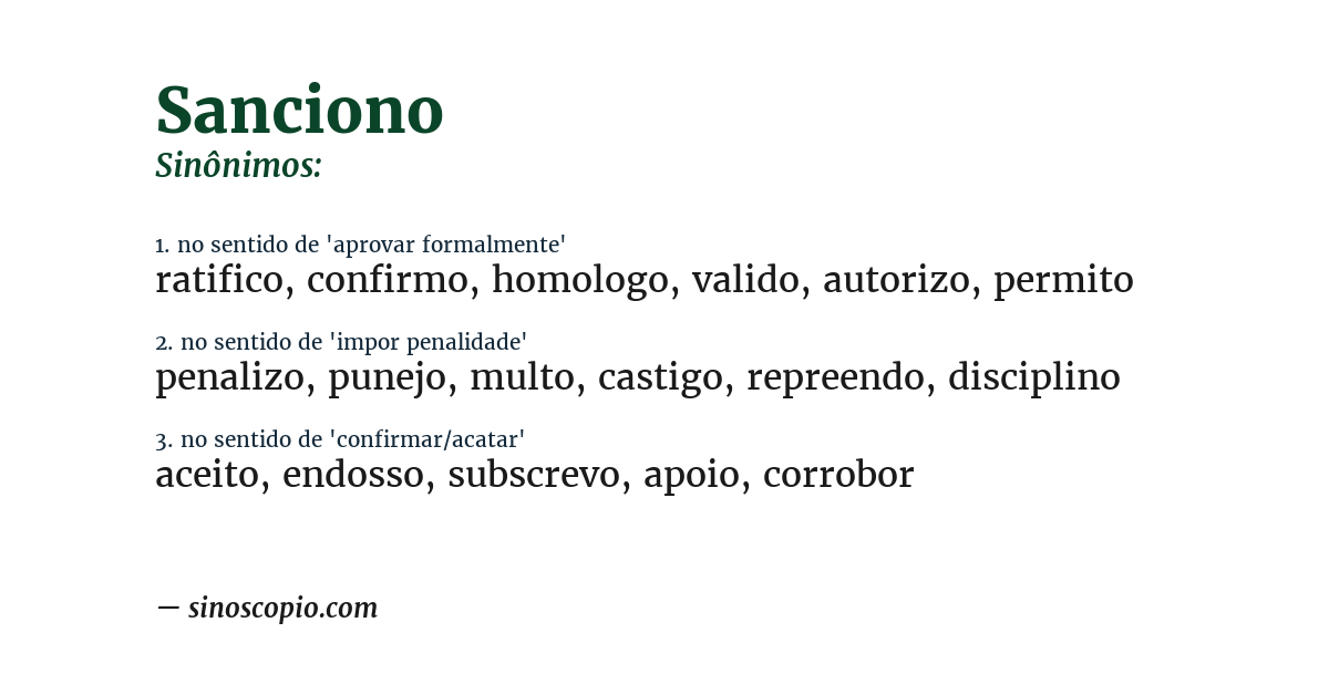 Sinônimo de sanciono