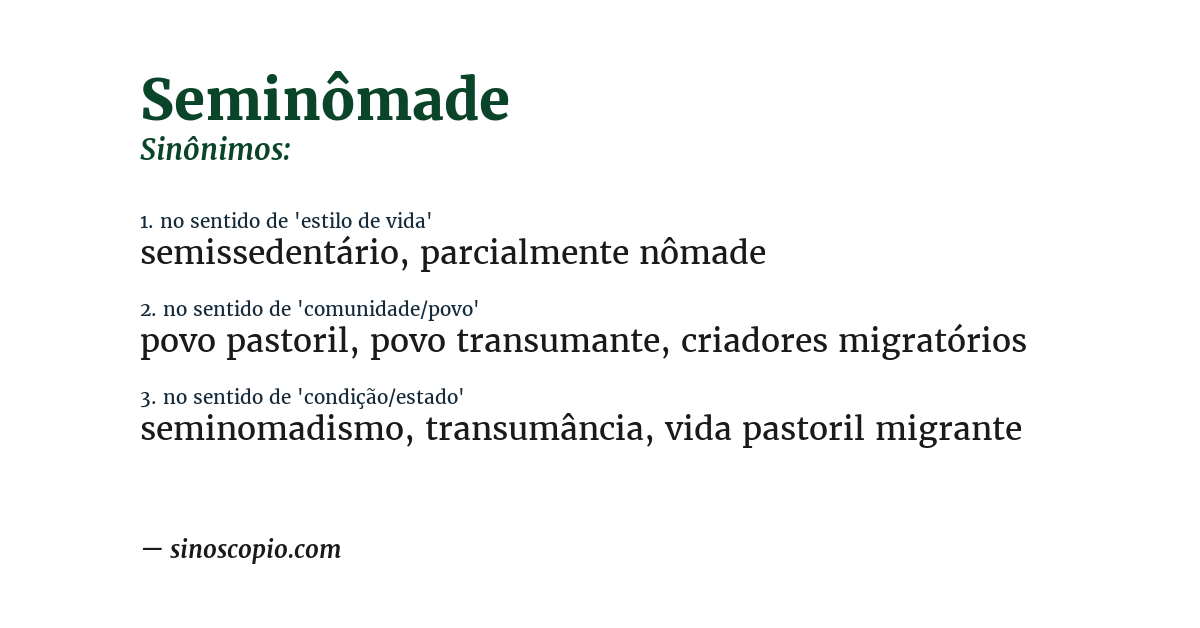 Sinônimo de seminômade