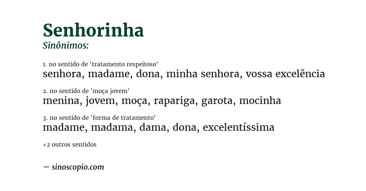 Sinônimo de senhorinha