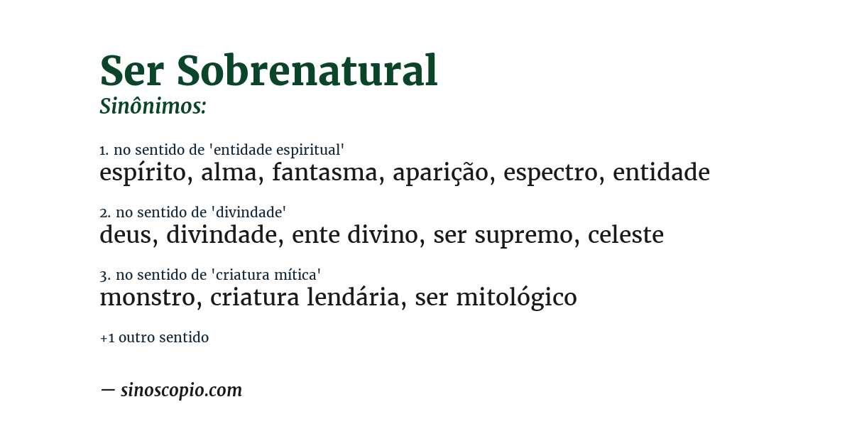 Sinônimo de ser sobrenatural