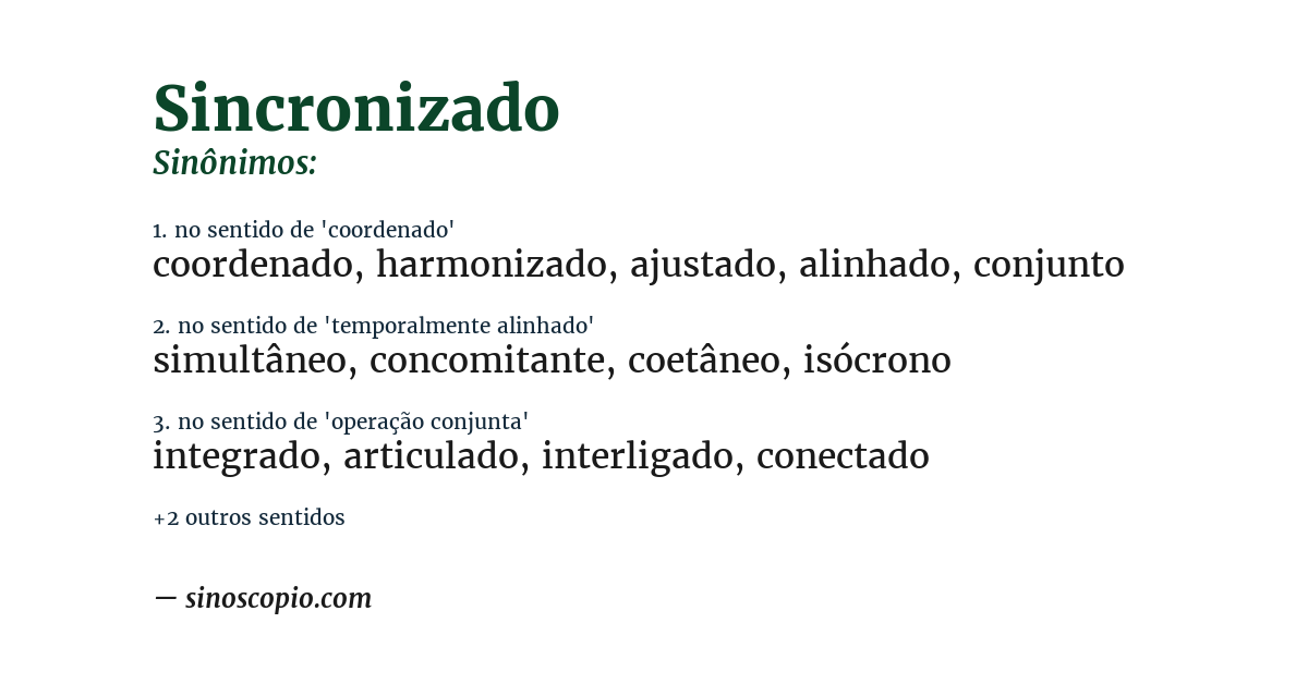 Sinônimo de sincronizado