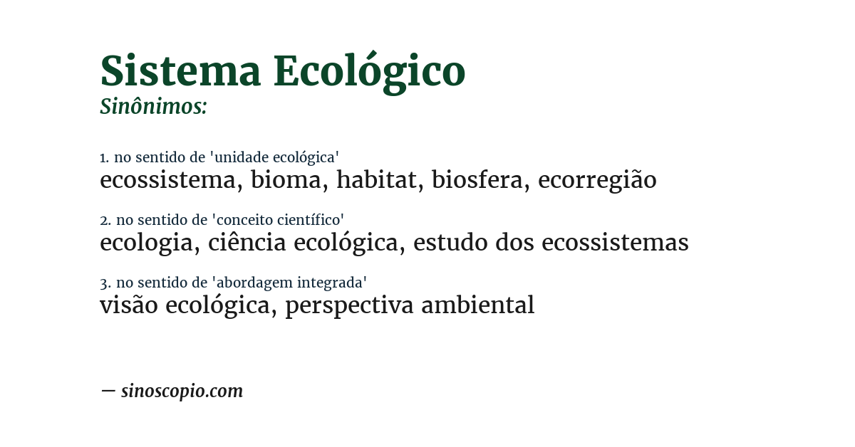 Sinônimo de sistema ecológico