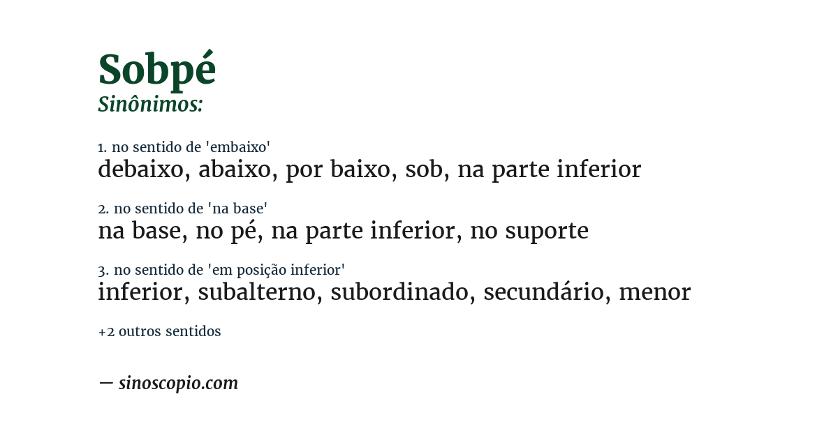 Sinônimo de sobpé