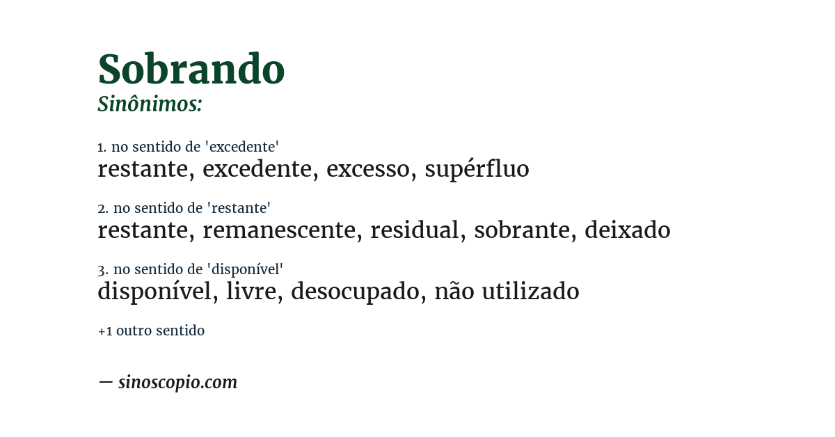 Sinônimo de sobrando