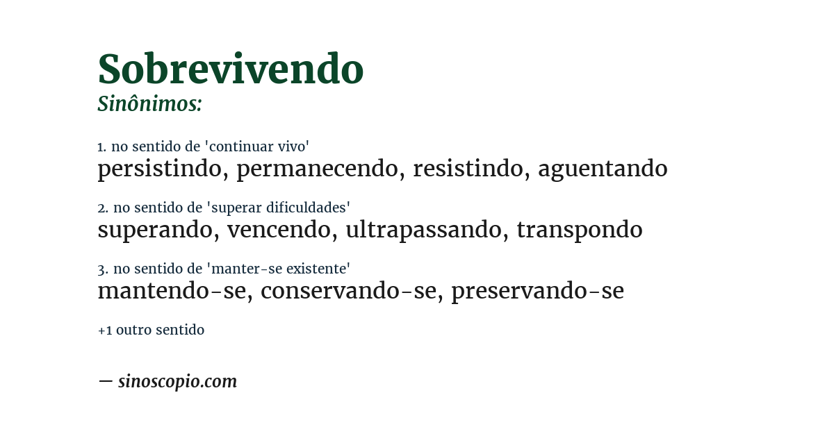 Sinônimo de sobrevivendo