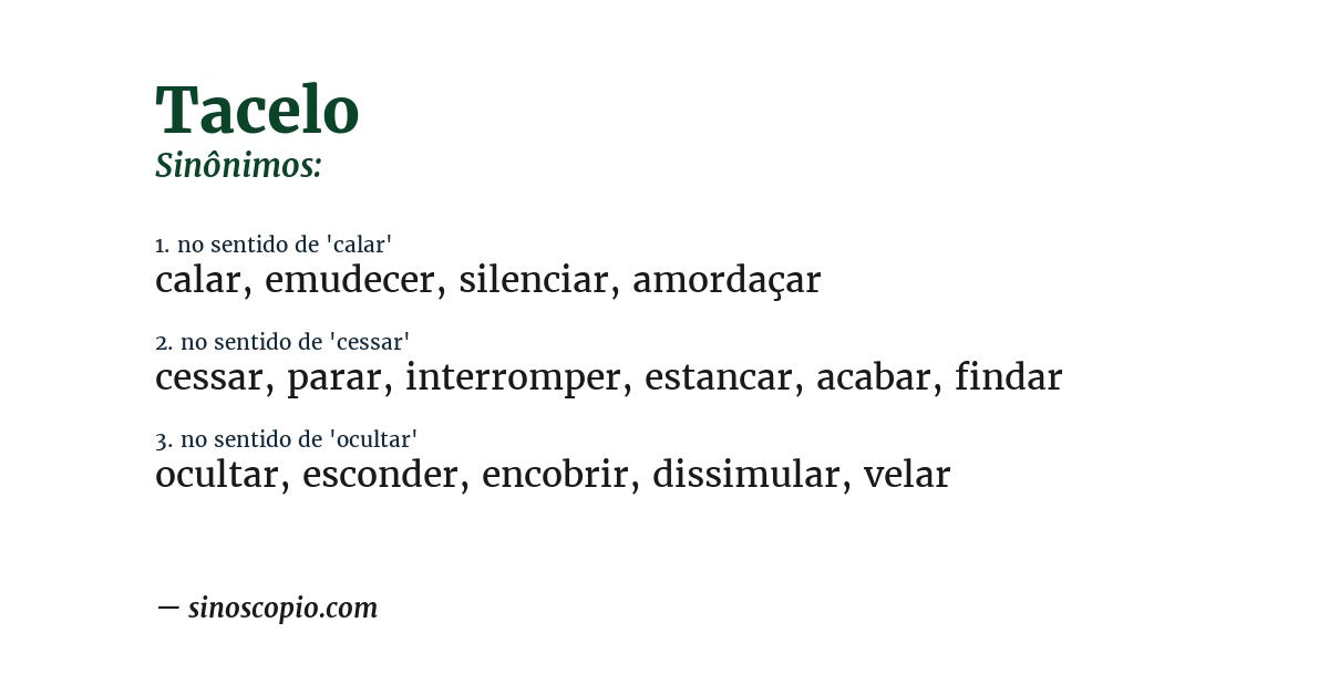 Sinônimo de tacelo
