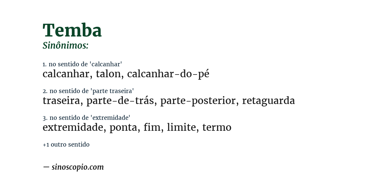 Sinônimo de temba