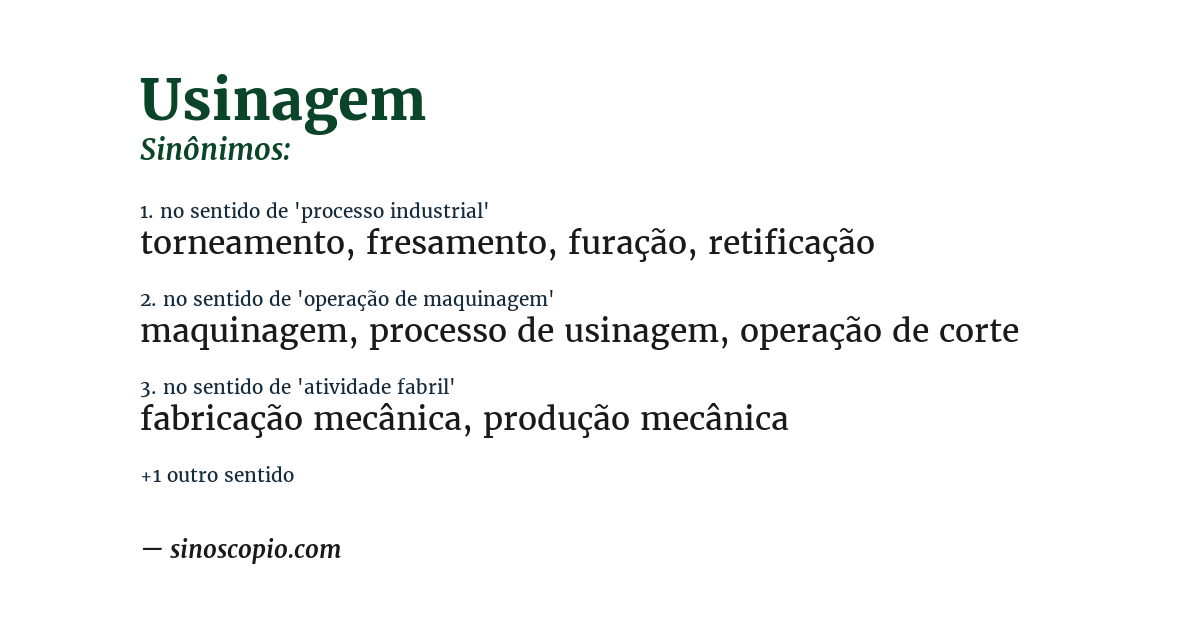 Sinônimo de usinagem