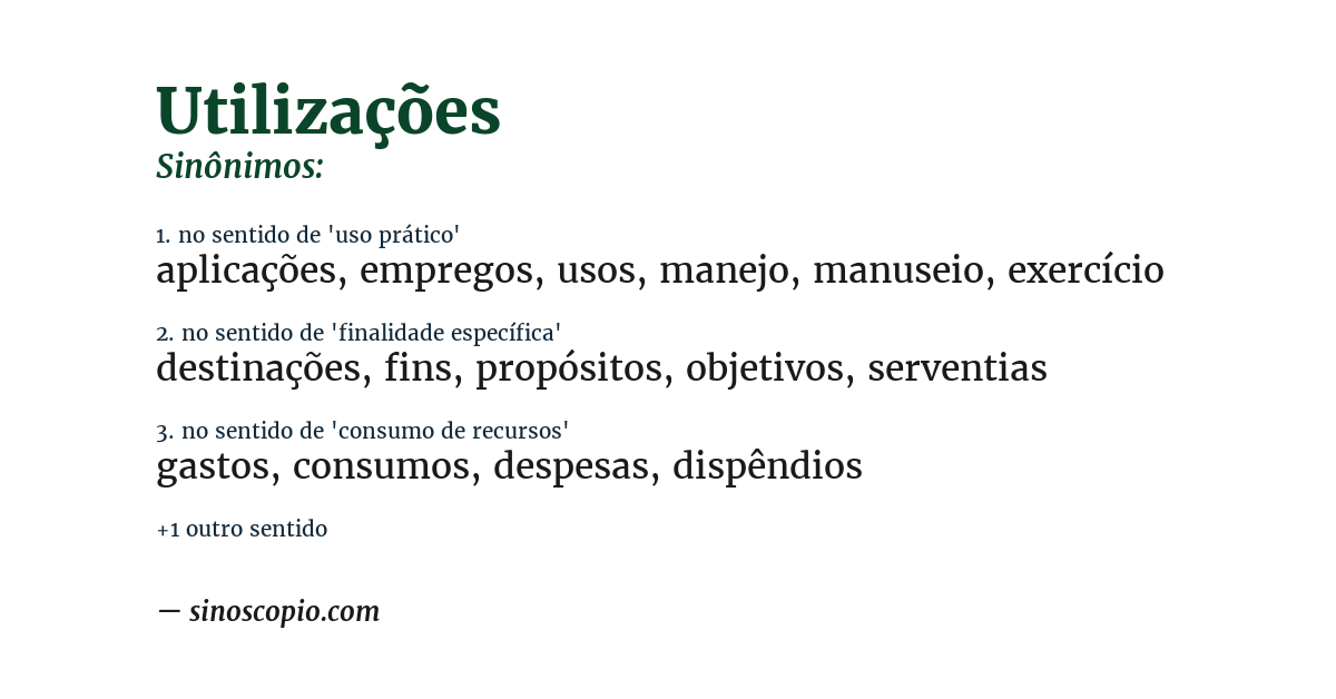 Sinônimo de utilizações