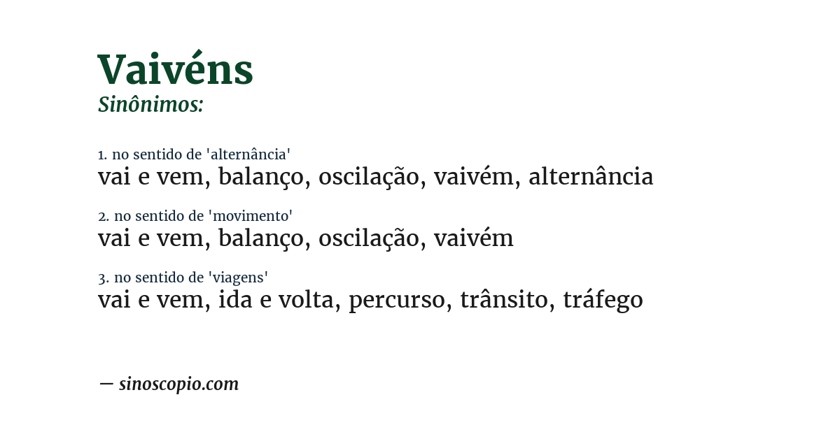 Sinônimo de vaivéns