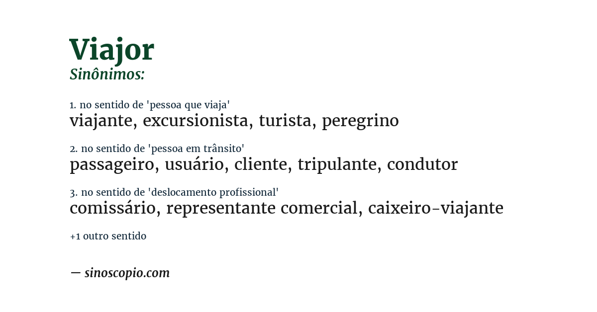 Sinônimo de viajor