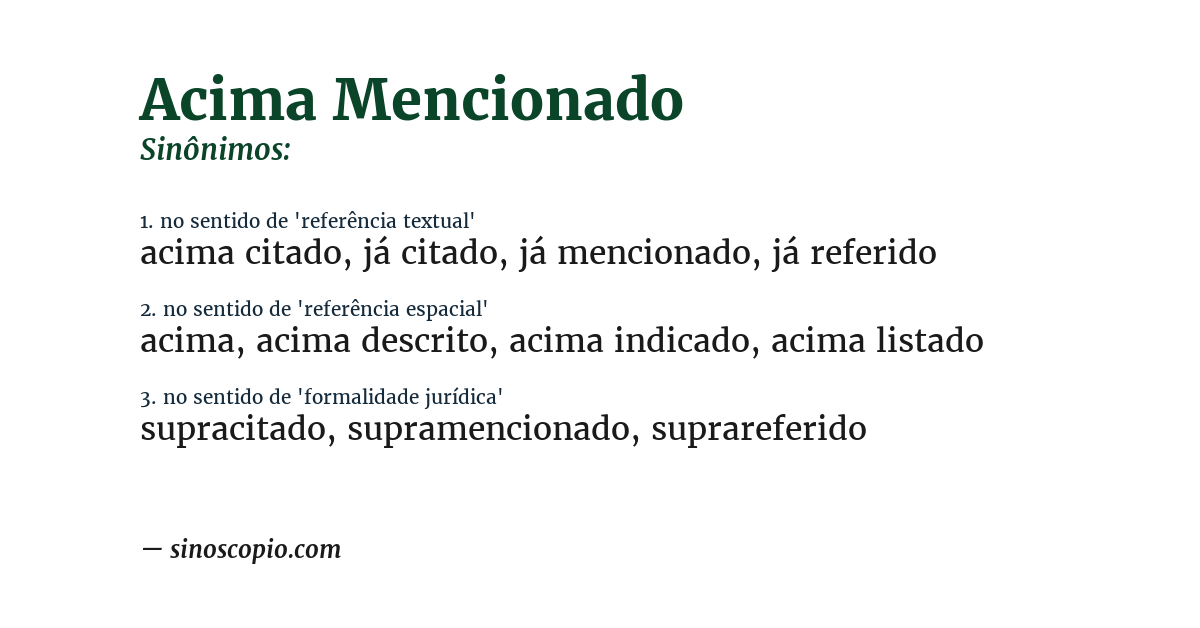Sinônimo de acima mencionado