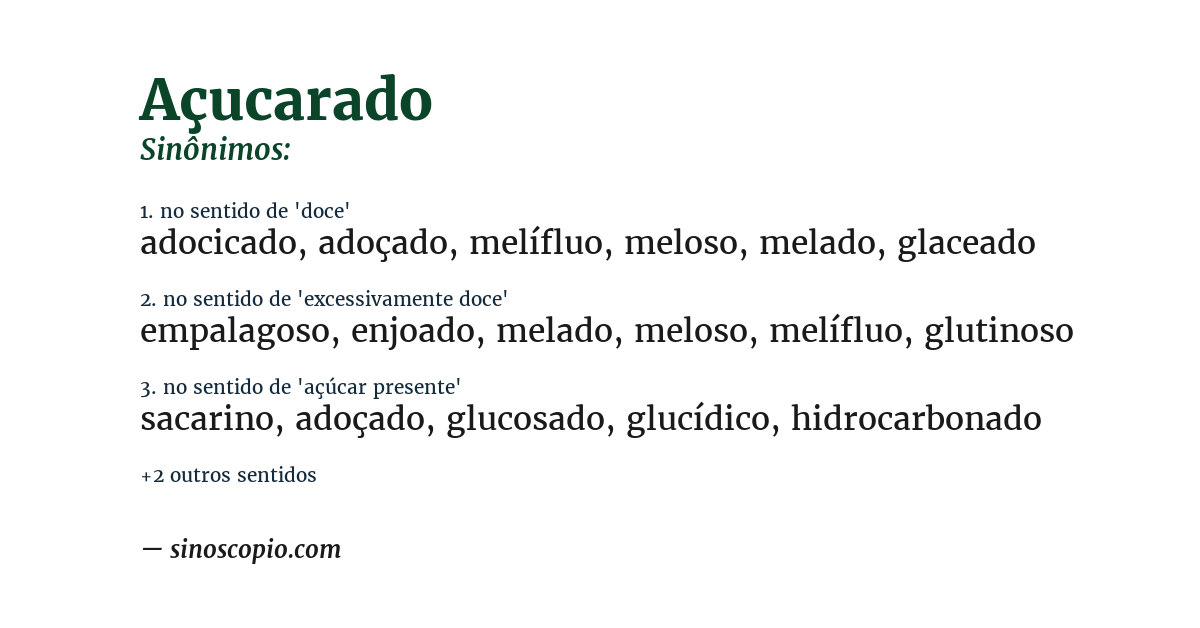 Sinônimo de açucarado