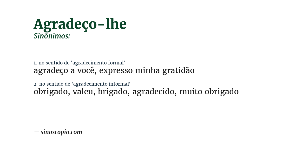Sinônimo de agradeço-lhe