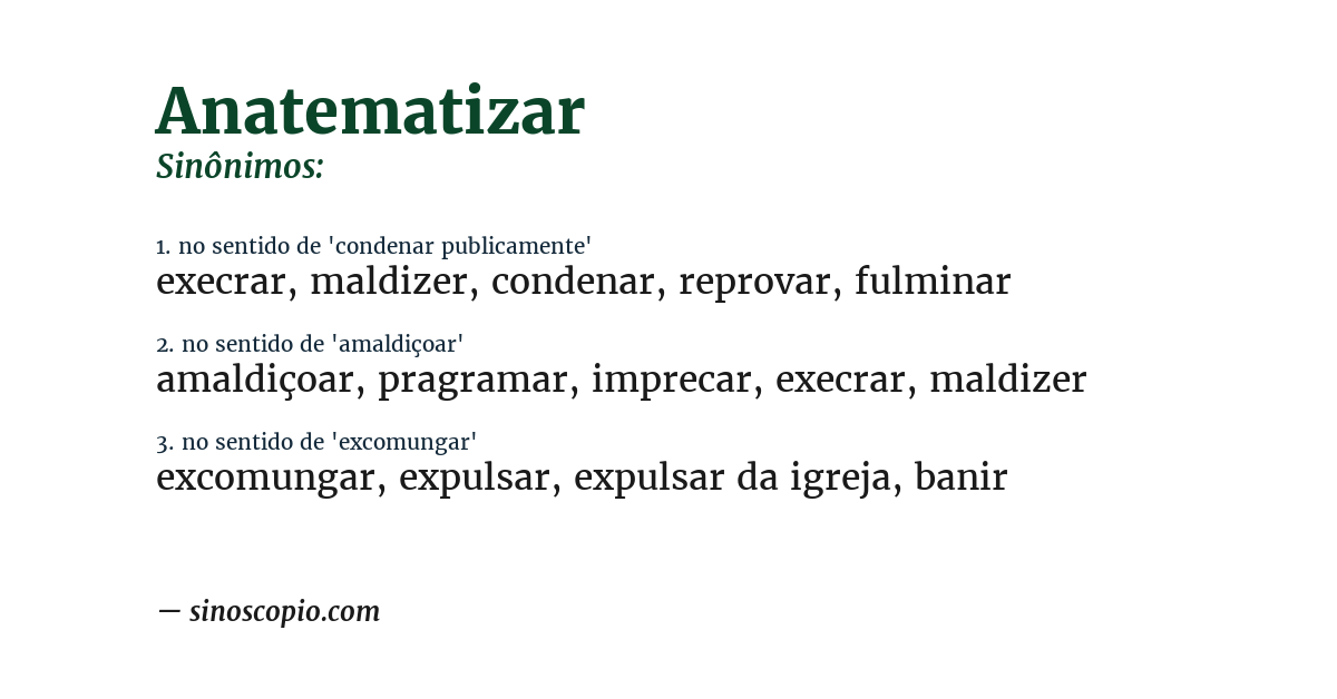 Sinônimo de anatematizar