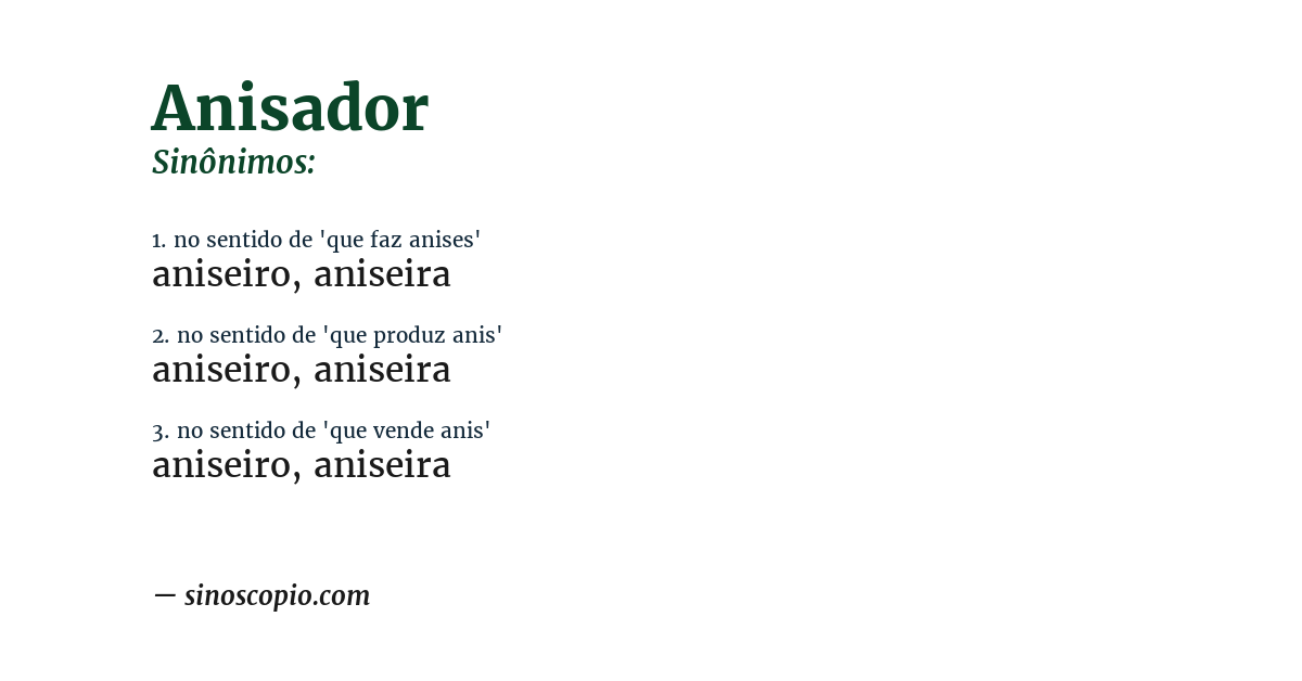 Sinônimo de anisador
