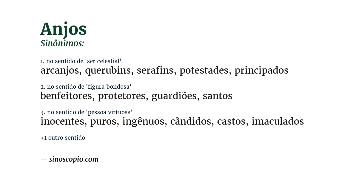 Sinônimo de anjos