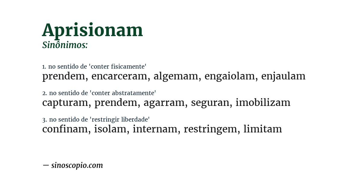 Sinônimo de aprisionam