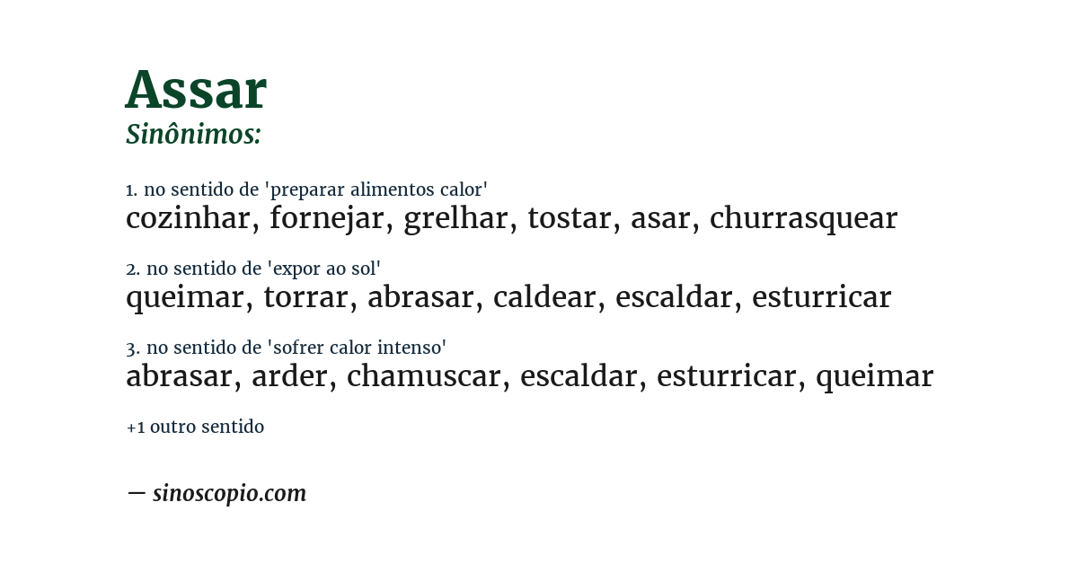 Sinônimo de assar