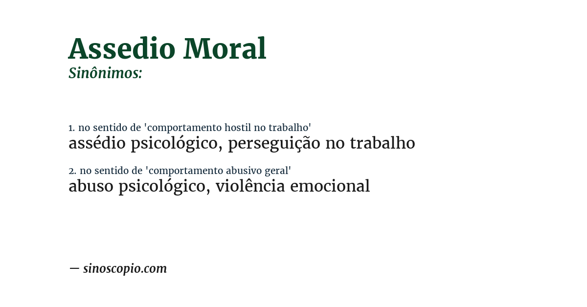 Sinônimo de assedio moral