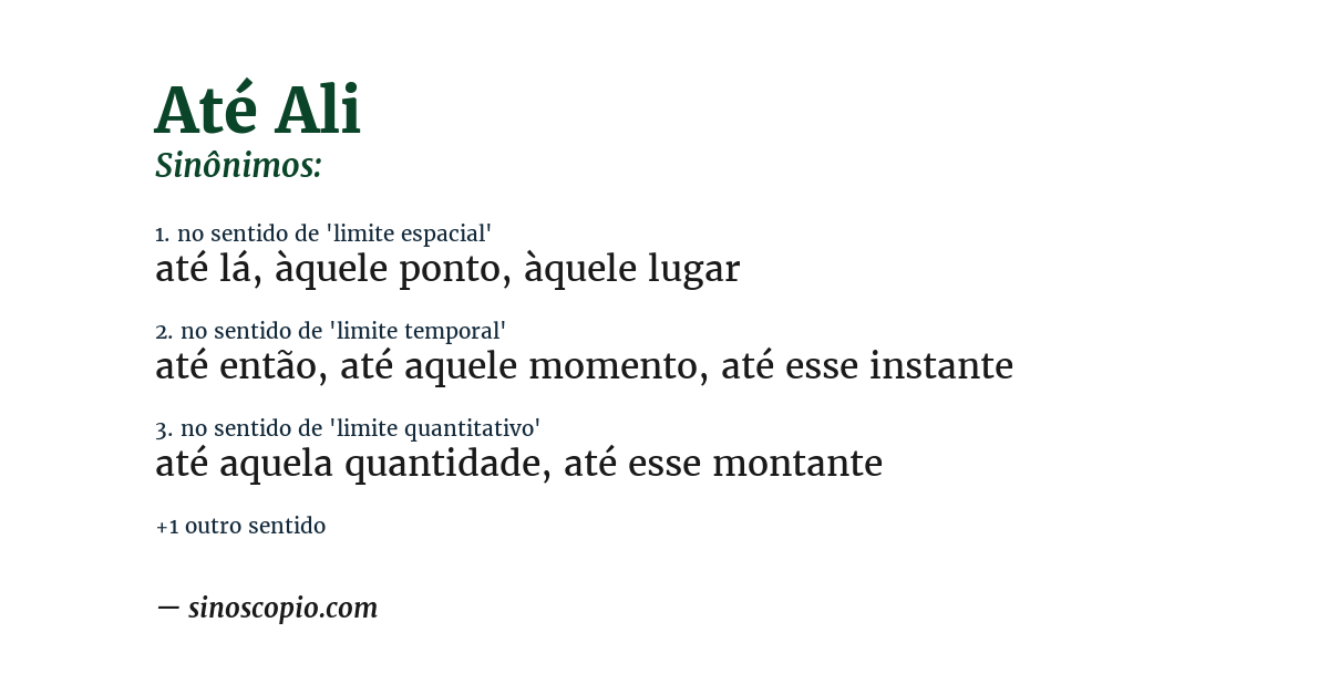 Sinônimo de até ali