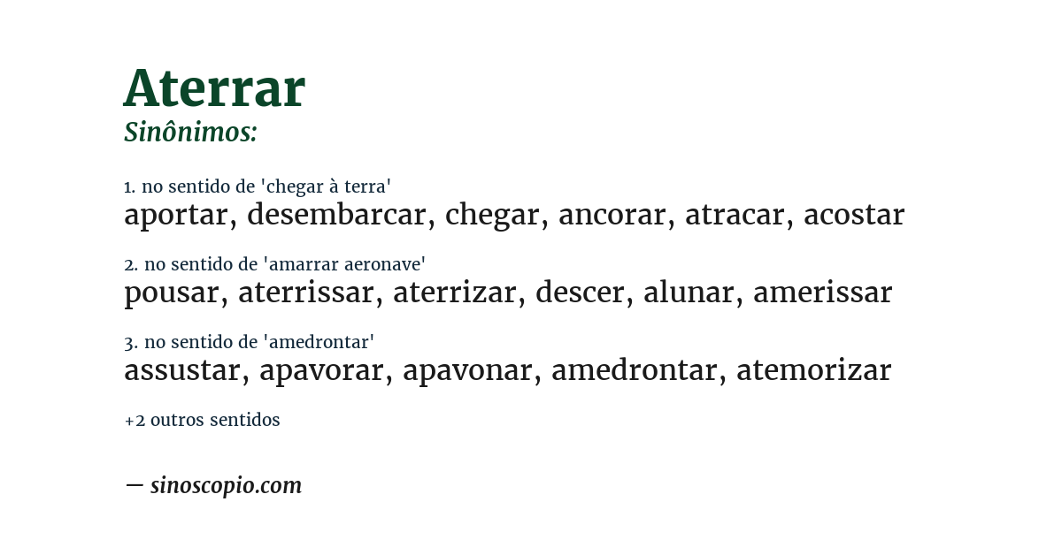 Sinônimo de aterrar