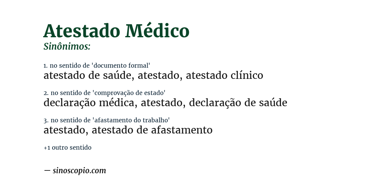 Sinônimo de atestado médico