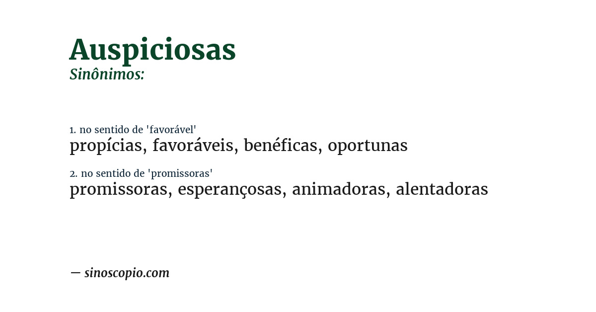 Sinônimo de auspiciosas
