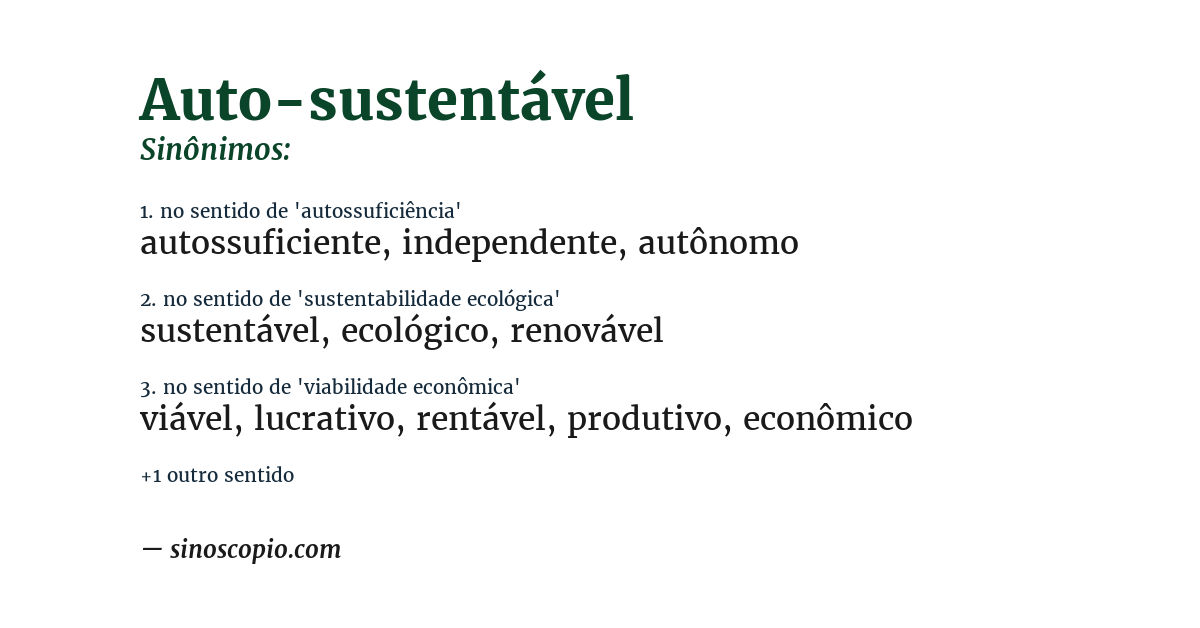 Sinônimo de auto-sustentável