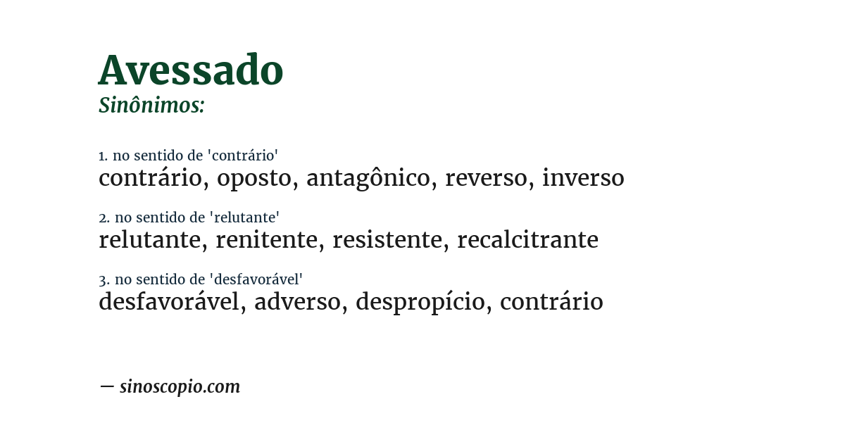 Sinônimo de avessado