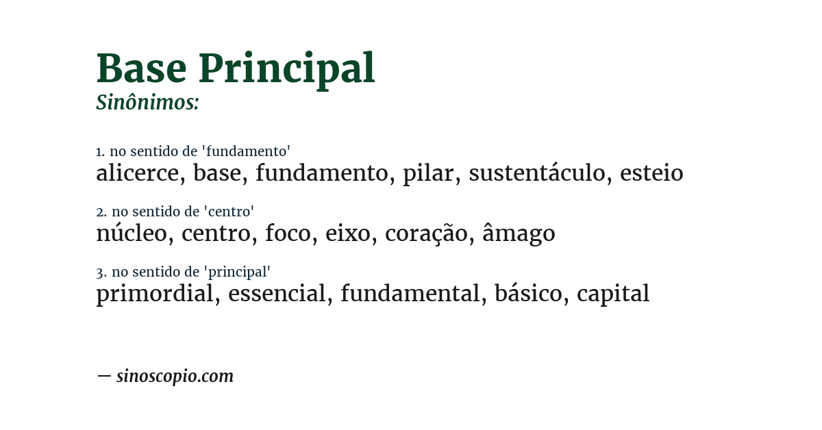 Sinônimo de base principal