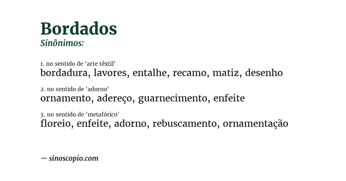 Sinônimo de bordados