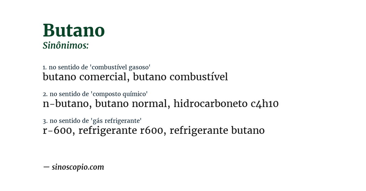 Sinônimo de butano