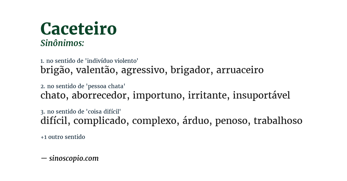 Sinônimo de caceteiro