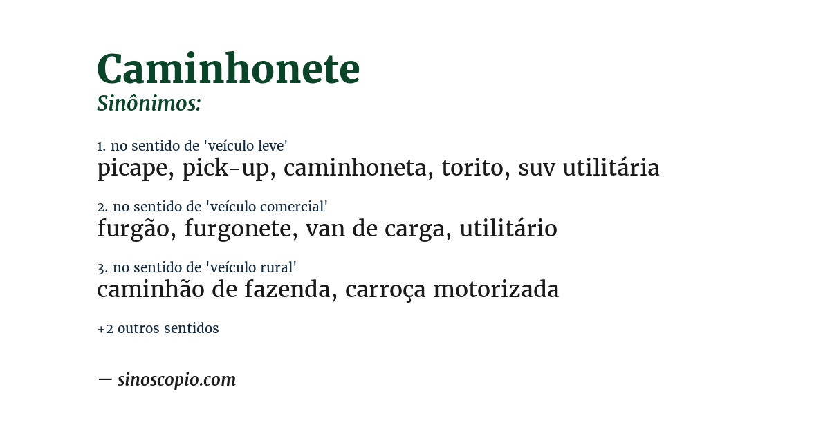 Sinônimo de caminhonete