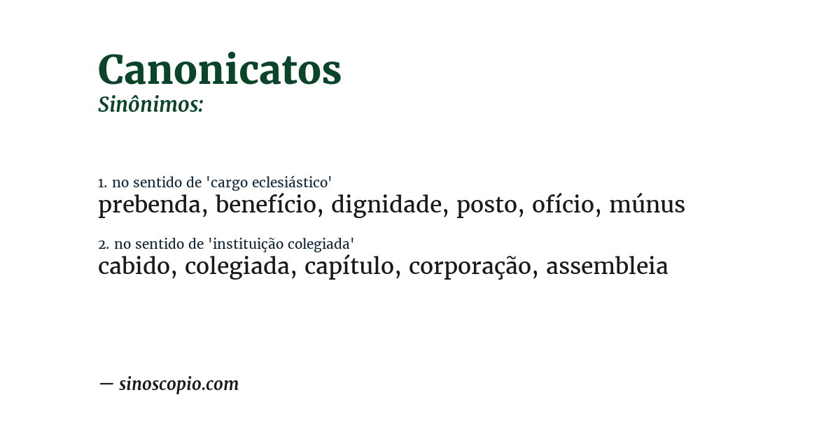 Sinônimo de canonicatos