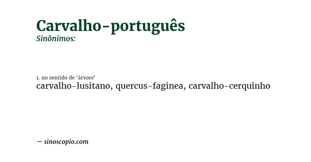 Sinônimo de carvalho-português