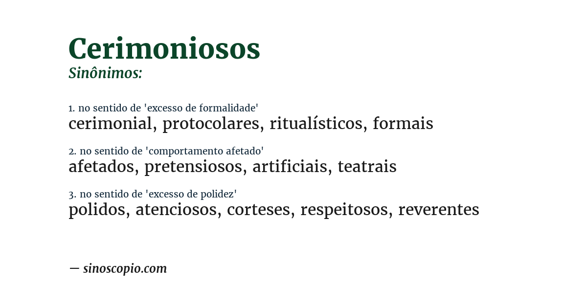 Sinônimo de cerimoniosos