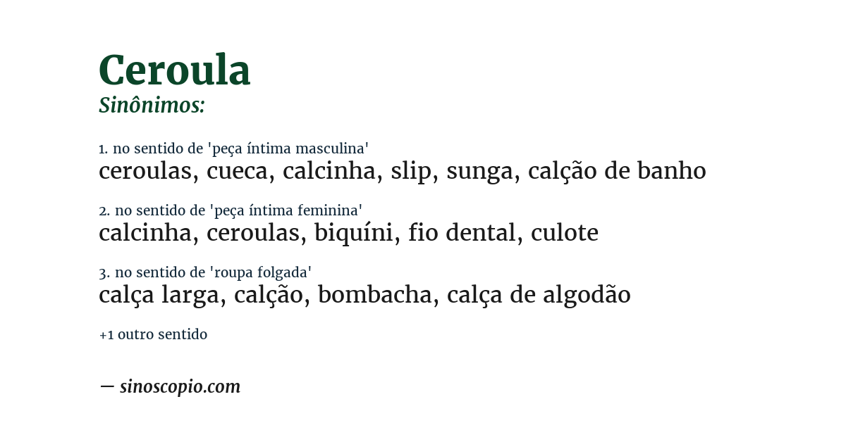 Sinônimo de ceroula