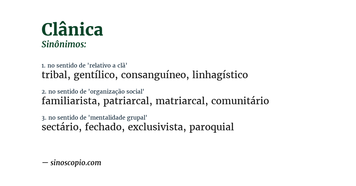 Sinônimo de clânica