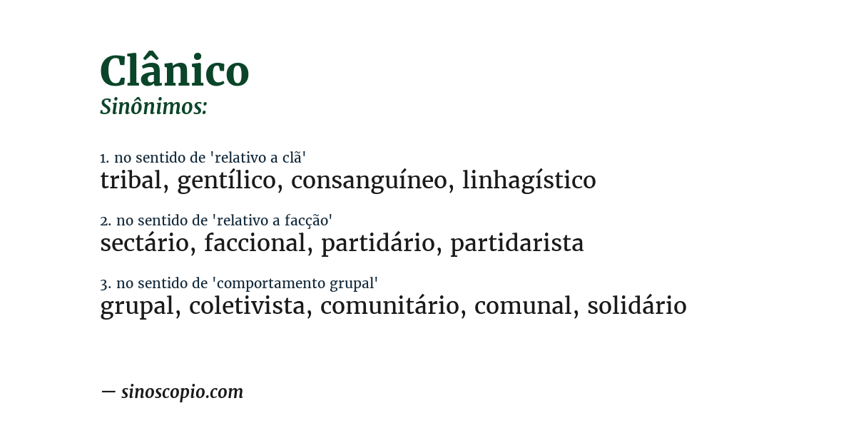 Sinônimo de clânico
