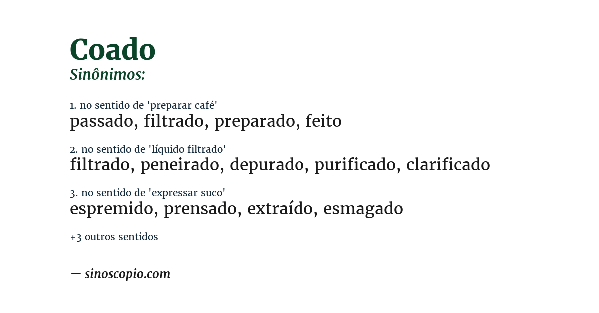 Sinônimo de coado
